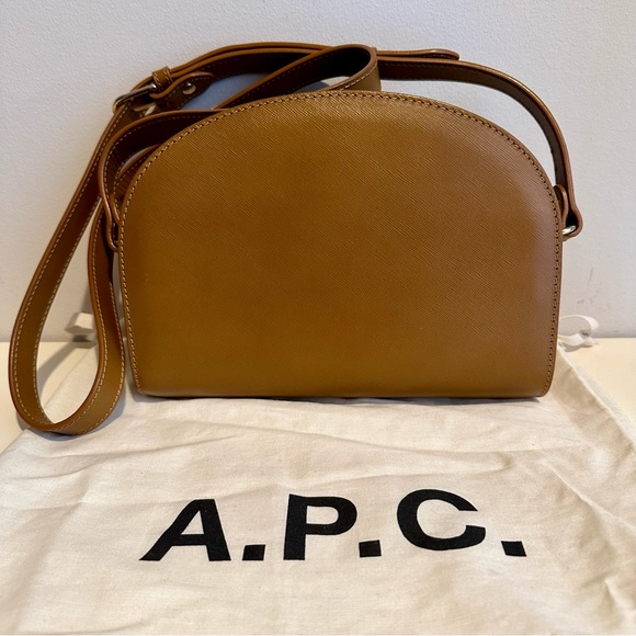 A.P.C. Sac Demi-Lune Saffiano Leather Crossbody Bag - Picture 2 of 8